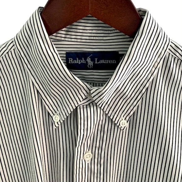 RALPH LAUREN 100% Cotton Men's Black/White Striped Shirt, Size M - Picture 4 of 10